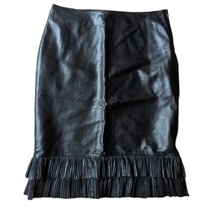 Danier leather pencil skirt with ruffles